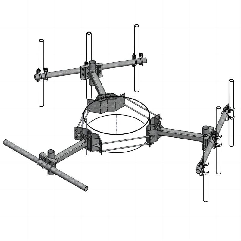 3-Sector T-Arm Monopole Antenna Mounts Frame